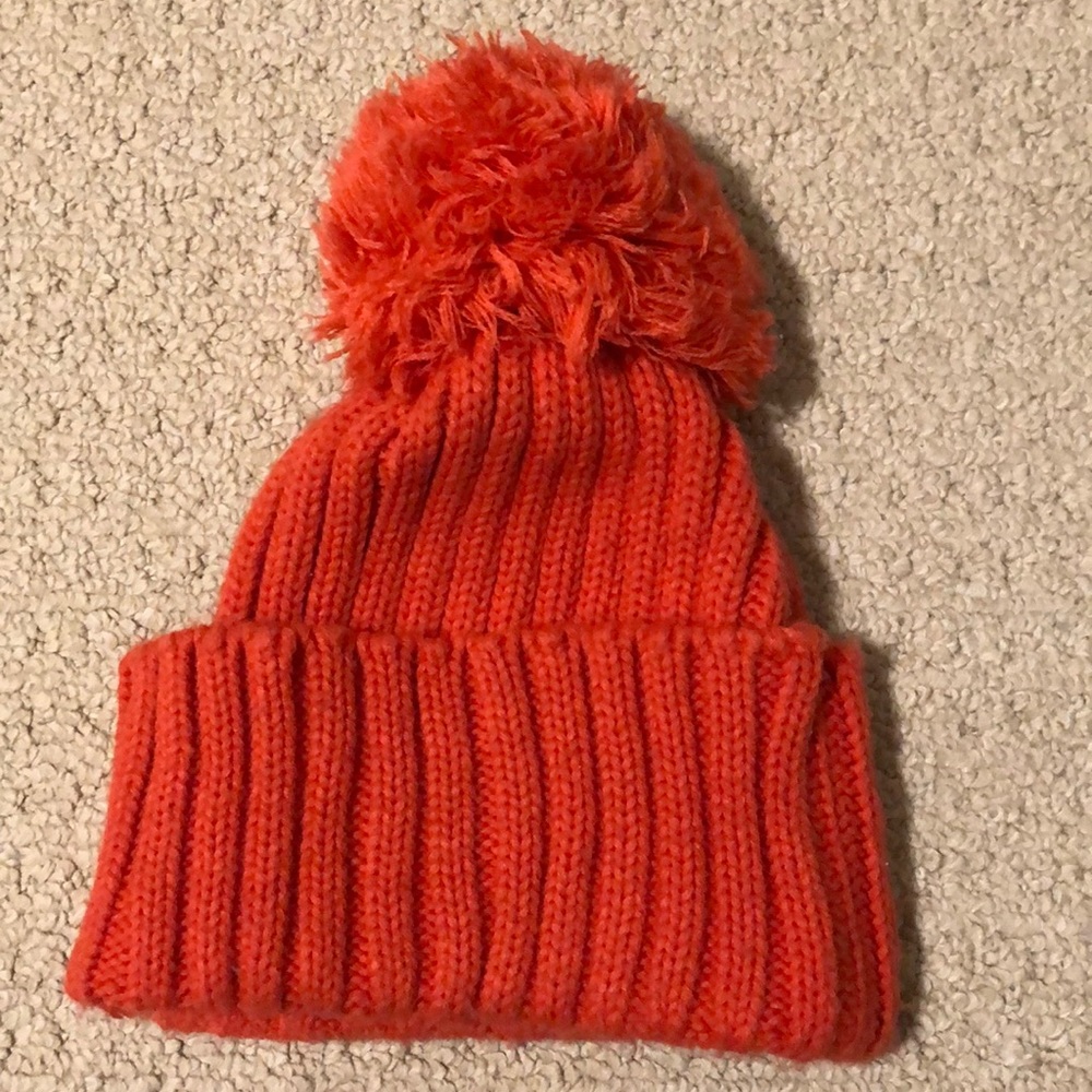 Red Orange Toque with Pompom
